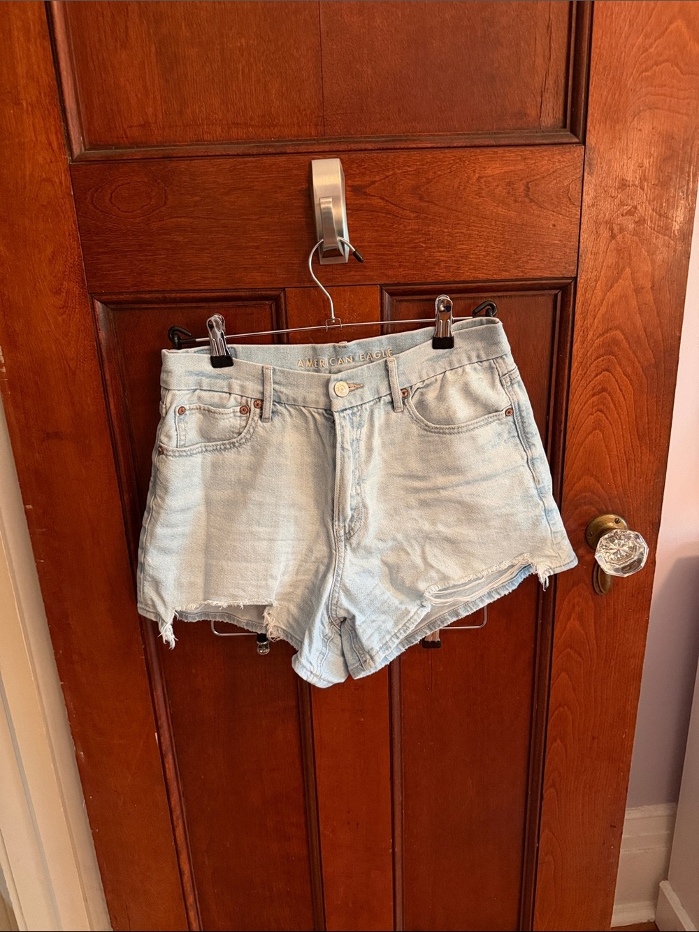 American Eagle Outfitters Light Blue Distressed Denim Shorts